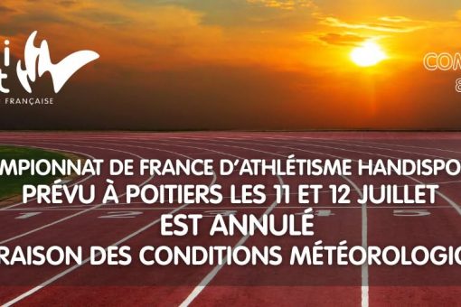 Annulation du Championnat de France élite d&rsquo;athlétisme handisport 2026 à Poitiers